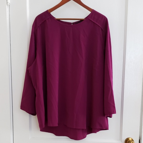 Investments Tops - Investments | 3X plus magenta tunic top long sleev